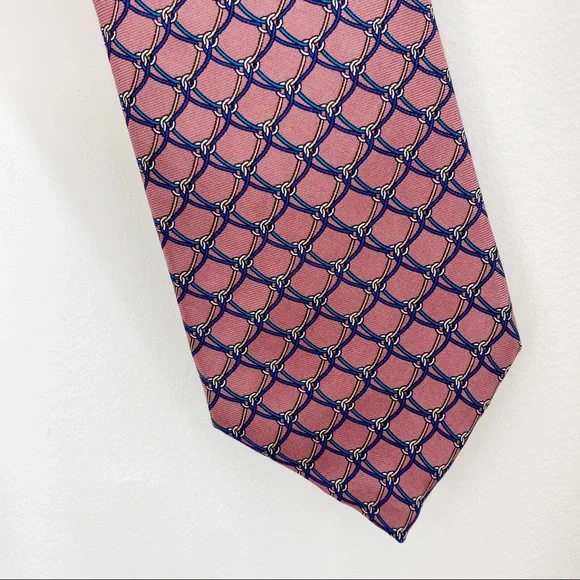 Vintage 90s Christian Dior Monsieur Mauve Pink Blue Chain Silk Menswear - Picture 10 of 11
